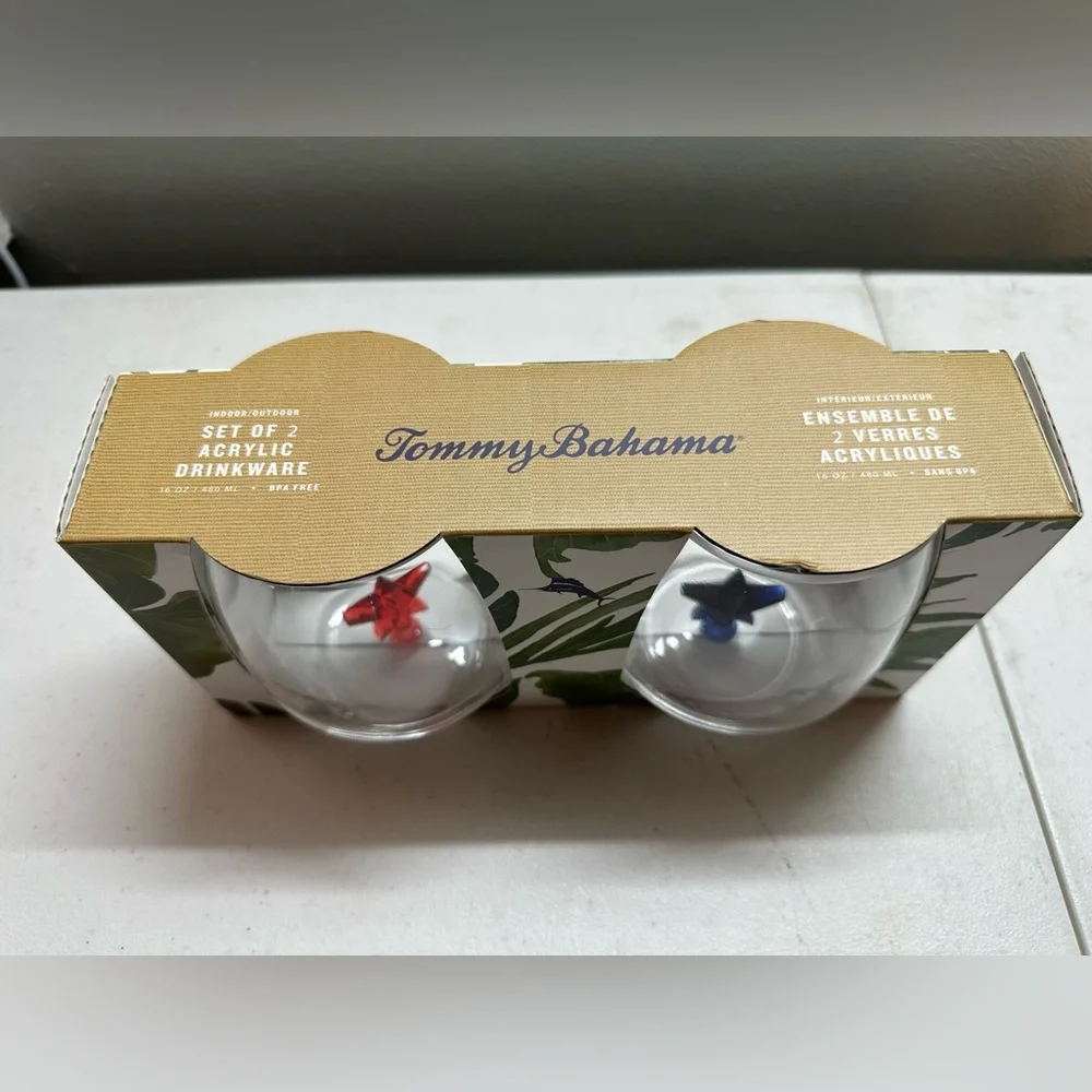 Tommy Bahama Set of 2 Acrylic Drinkware Star